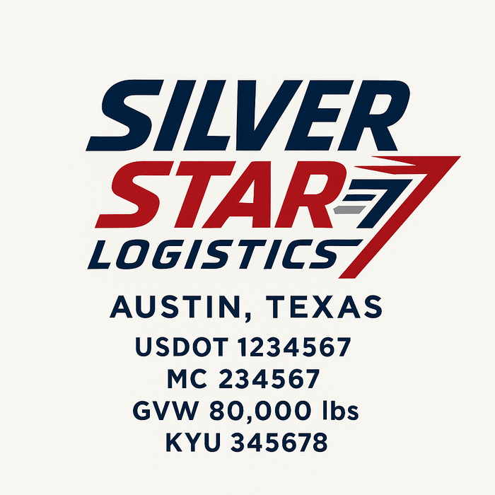 Custom Truck Door Decal Sticker Sign For Trucking, Transport, Logistics, Work Trucks, Semi Trucks With USDOT, MC, CA, KYU, VIN, GVW Regulation Numbers (Set of 2)