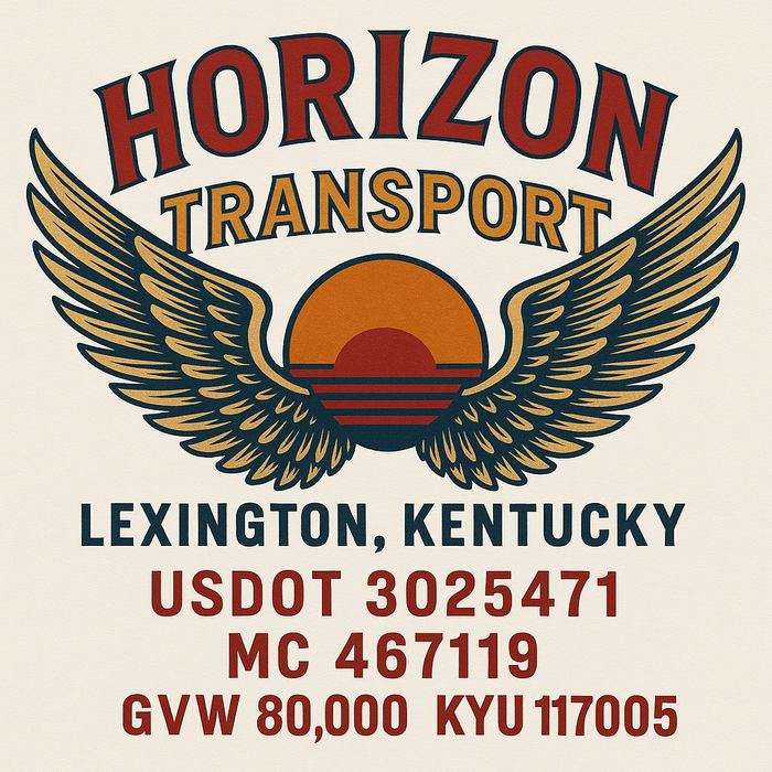 Custom Truck Door Decal Sticker Sign For Trucking, Transport, Logistics, Work Trucks, Semi Trucks With USDOT, MC, CA, KYU, VIN, GVW Regulation Numbers (Set of 2)
