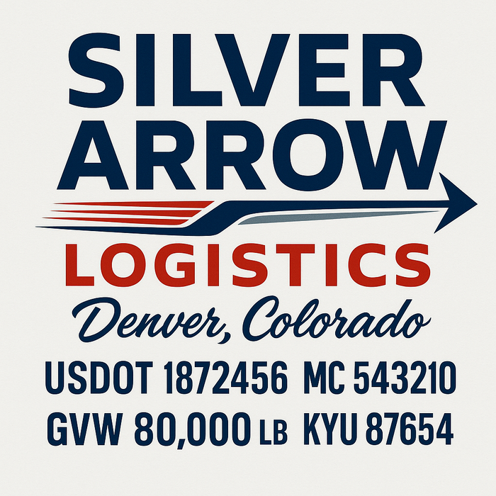 Custom Truck Door Decal Sticker Sign For Trucking, Transport, Logistics, Work Trucks, Semi Trucks With USDOT, MC, CA, KYU, VIN, GVW Regulation Numbers (Set of 2)