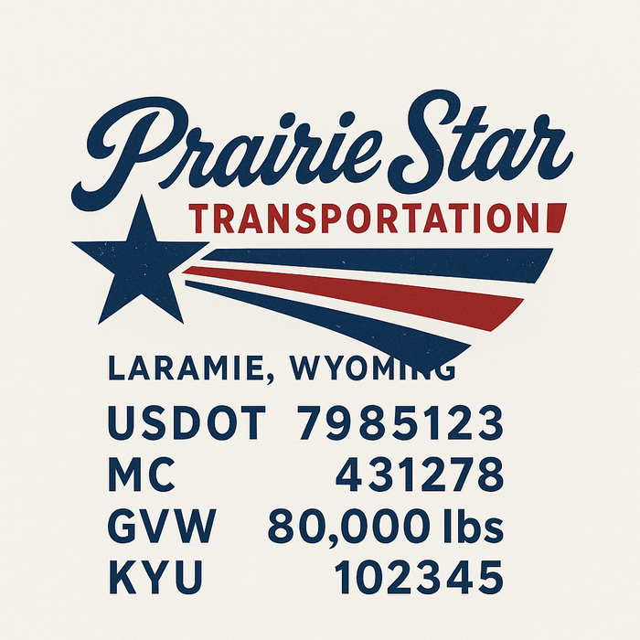 Custom Truck Door Decal Sticker Sign For Trucking, Transport, Logistics, Work Trucks, Semi Trucks With USDOT, MC, CA, KYU, VIN, GVW Regulation Numbers (Set of 2)