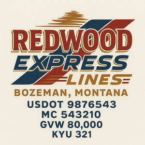 Custom Truck Door Decal Sticker Sign For Trucking, Transport, Logistics, Work Trucks, Semi Trucks With USDOT, MC, CA, KYU, VIN, GVW Regulation Numbers (Set of 2)