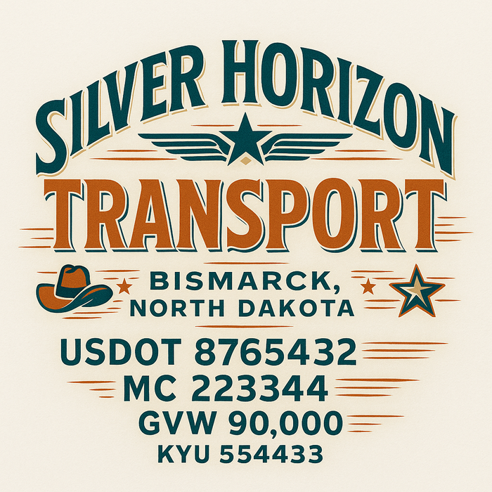Custom Truck Door Decal Sticker Sign For Trucking, Transport, Logistics, Work Trucks, Semi Trucks With USDOT, MC, CA, KYU, VIN, GVW Regulation Numbers (Set of 2)
