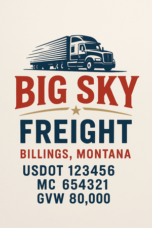 Custom Truck Door Decal Sticker Sign For Trucking, Transport, Logistics, Work Trucks, Semi Trucks With USDOT, MC, CA, KYU, VIN, GVW Regulation Numbers (Set of 2)