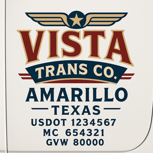 Custom Truck Door Decal Sticker Sign For Trucking, Transport, Logistics, Work Trucks, Semi Trucks With USDOT, MC, CA, KYU, VIN, GVW Regulation Numbers (Set of 2)