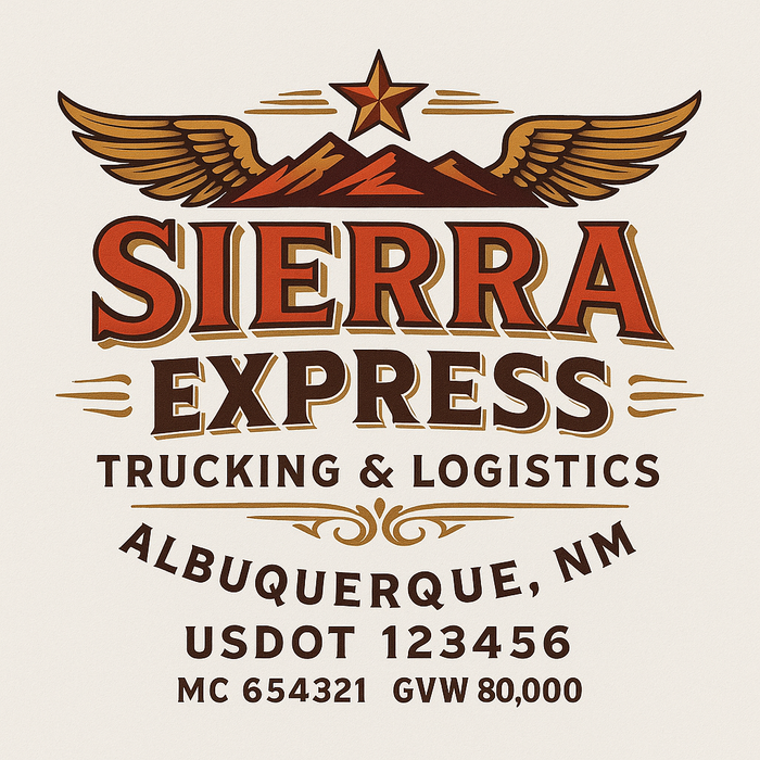 Custom Truck Door Decal Sticker Sign For Trucking, Transport, Logistics, Work Trucks, Semi Trucks With USDOT, MC, CA, KYU, VIN, GVW Regulation Numbers (Set of 2)