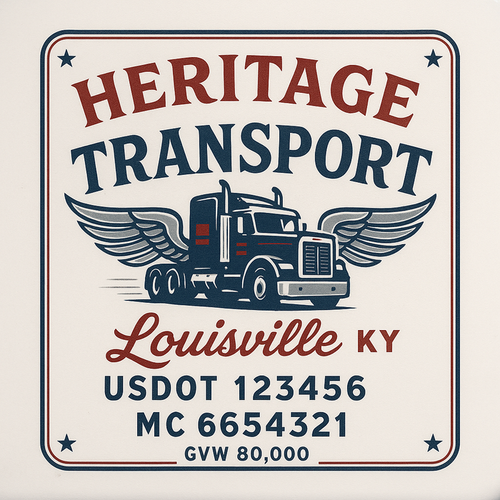 Custom Truck Door Decal Sticker Sign For Trucking, Transport, Logistics, Work Trucks, Semi Trucks With USDOT, MC, CA, KYU, VIN, GVW Regulation Numbers (Set of 2)