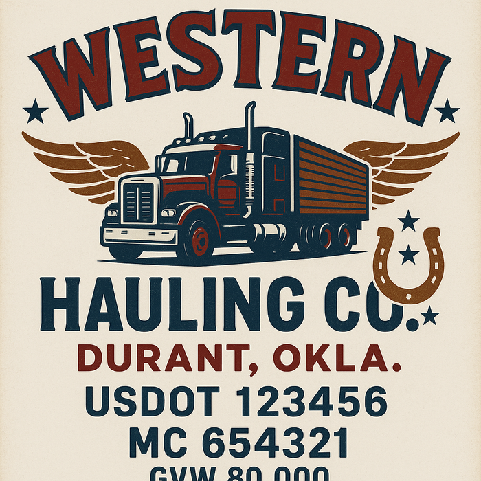 Custom Truck Door Decal Sticker Sign For Trucking, Transport, Logistics, Work Trucks, Semi Trucks With USDOT, MC, CA, KYU, VIN, GVW Regulation Numbers (Set of 2)