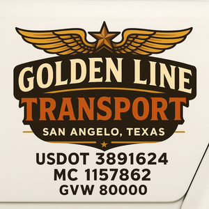 Custom Truck Door Decal Sticker Sign For Trucking, Transport, Logistics, Work Trucks, Semi Trucks With USDOT, MC, CA, KYU, VIN, GVW Regulation Numbers (Set of 2)