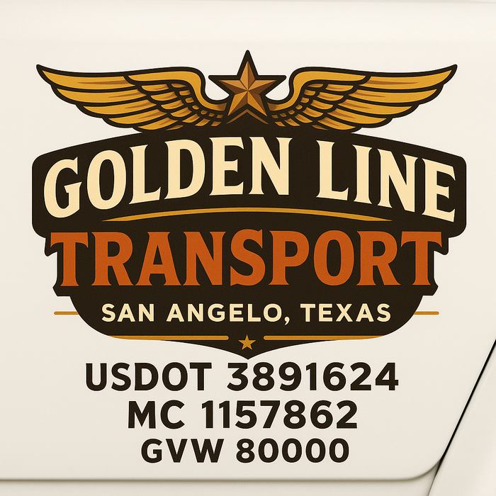 Custom Truck Door Decal Sticker Sign For Trucking, Transport, Logistics, Work Trucks, Semi Trucks With USDOT, MC, CA, KYU, VIN, GVW Regulation Numbers (Set of 2)