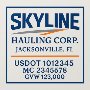 Custom Truck Door Decal Sticker Sign For Trucking, Transport, Logistics, Work Trucks, Semi Trucks With USDOT, MC, CA, KYU, VIN, GVW Regulation Numbers (Set of 2)