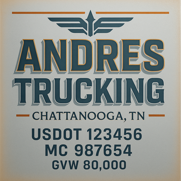 Custom Truck Door Decal Sticker Sign For Trucking, Transport, Logistics, Work Trucks, Semi Trucks With USDOT, MC, CA, KYU, VIN, GVW Regulation Numbers (Set of 2)