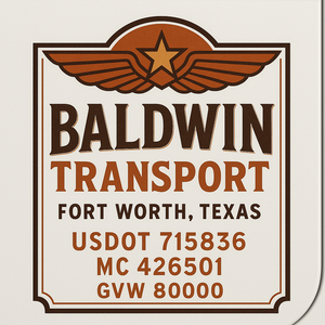 Custom Truck Door Decal Sticker Sign For Trucking, Transport, Logistics, Work Trucks, Semi Trucks With USDOT, MC, CA, KYU, VIN, GVW Regulation Numbers (Set of 2)