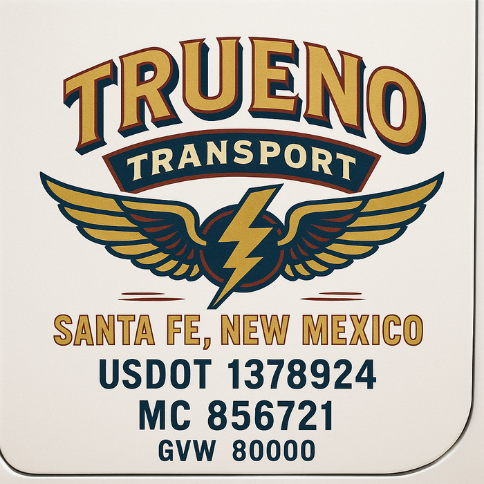 Custom Truck Door Decal Sticker Sign For Trucking, Transport, Logistics, Work Trucks, Semi Trucks With USDOT, MC, CA, KYU, VIN, GVW Regulation Numbers (Set of 2)