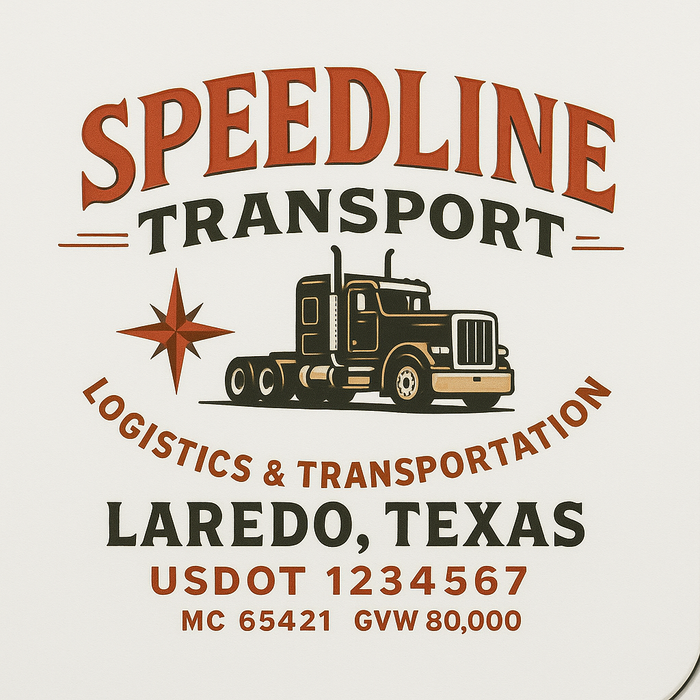 Custom Truck Door Decal Sticker Sign For Trucking, Transport, Logistics, Work Trucks, Semi Trucks With USDOT, MC, CA, KYU, VIN, GVW Regulation Numbers (Set of 2)