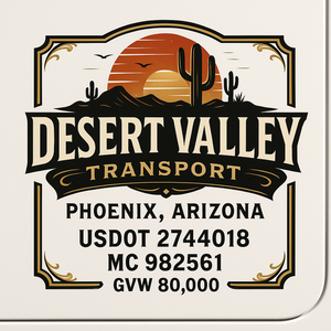 Custom Truck Door Decal Sticker Sign For Trucking, Transport, Logistics, Work Trucks, Semi Trucks With USDOT, MC, CA, KYU, VIN, GVW Regulation Numbers (Set of 2)