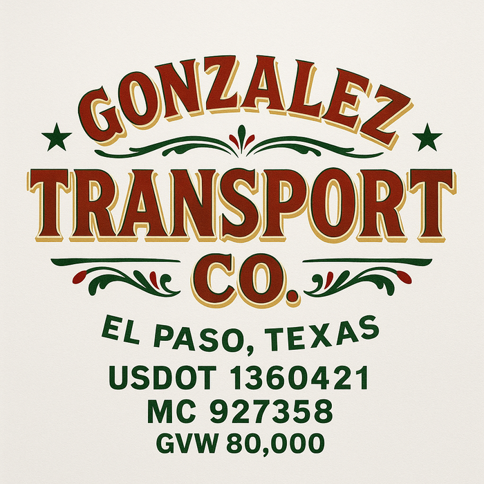 Custom Truck Door Decal Sticker Sign For Trucking, Transport, Logistics, Work Trucks, Semi Trucks With USDOT, MC, CA, KYU, VIN, GVW Regulation Numbers (Set of 2)