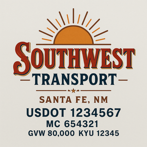 Custom Truck Door Decal Sticker Sign For Trucking, Transport, Logistics, Work Trucks, Semi Trucks With USDOT, MC, CA, KYU, VIN, GVW Regulation Numbers (Set of 2)