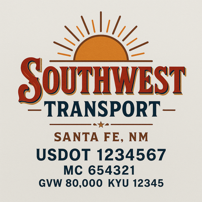 Custom Truck Door Decal Sticker Sign For Trucking, Transport, Logistics, Work Trucks, Semi Trucks With USDOT, MC, CA, KYU, VIN, GVW Regulation Numbers (Set of 2)