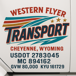 Custom Truck Door Decal Sticker Sign For Trucking, Transport, Logistics, Work Trucks, Semi Trucks With USDOT, MC, CA, KYU, VIN, GVW Regulation Numbers (Set of 2)