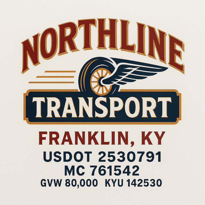 Custom Truck Door Decal Sticker Sign For Trucking, Transport, Logistics, Work Trucks, Semi Trucks With USDOT, MC, CA, KYU, VIN, GVW Regulation Numbers (Set of 2)