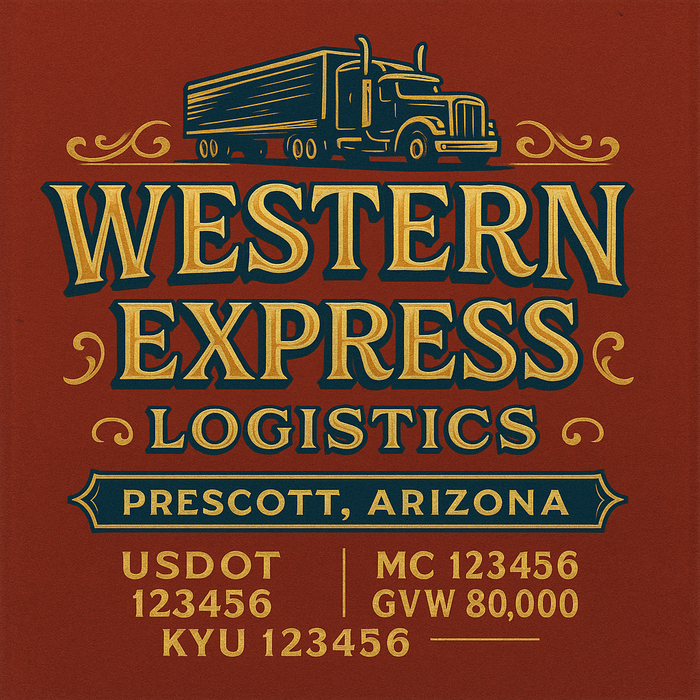 Custom Truck Door Decal Sticker Sign For Trucking, Transport, Logistics, Work Trucks, Semi Trucks With USDOT, MC, CA, KYU, VIN, GVW Regulation Numbers (Set of 2)