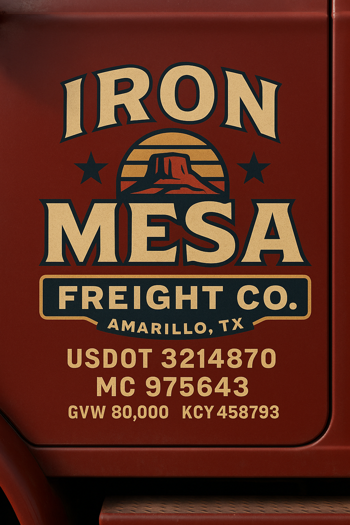 Custom Truck Door Decal Sticker Sign For Trucking, Transport, Logistics, Work Trucks, Semi Trucks With USDOT, MC, CA, KYU, VIN, GVW Regulation Numbers (Set of 2)