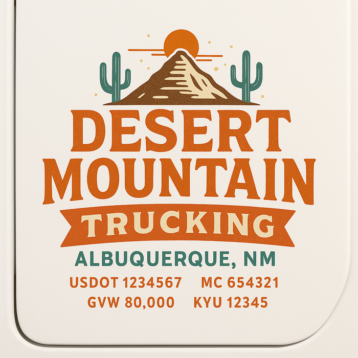 Custom Truck Door Decal Sticker Sign For Trucking, Transport, Logistics, Work Trucks, Semi Trucks With USDOT, MC, CA, KYU, VIN, GVW Regulation Numbers (Set of 2)