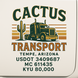 Custom Truck Door Decal Sticker Sign For Trucking, Transport, Logistics, Work Trucks, Semi Trucks With USDOT, MC, CA, KYU, VIN, GVW Regulation Numbers (Set of 2)
