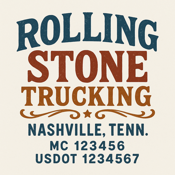 Custom Truck Door Decal Sticker Sign For Trucking, Transport, Logistics, Work Trucks, Semi Trucks With USDOT, MC, CA, KYU, VIN, GVW Regulation Numbers (Set of 2)