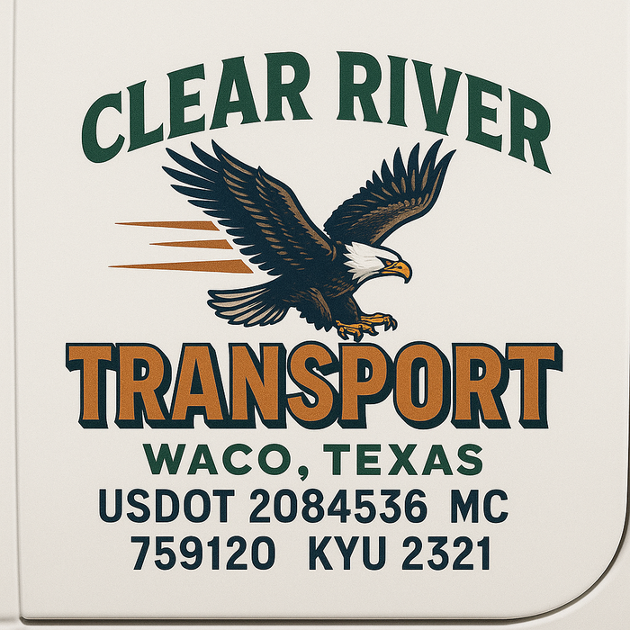 Custom Truck Door Decal Sticker Sign For Trucking, Transport, Logistics, Work Trucks, Semi Trucks With USDOT, MC, CA, KYU, VIN, GVW Regulation Numbers (Set of 2)