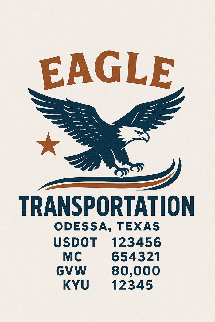 Custom Truck Door Decal Sticker Sign For Trucking, Transport, Logistics, Work Trucks, Semi Trucks With USDOT, MC, CA, KYU, VIN, GVW Regulation Numbers (Set of 2)