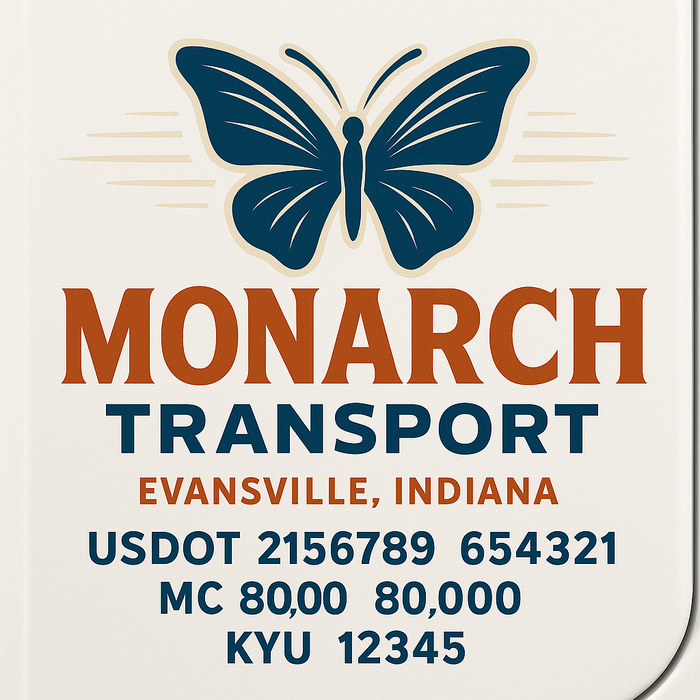 Custom Truck Door Decal Sticker Sign For Trucking, Transport, Logistics, Work Trucks, Semi Trucks With USDOT, MC, CA, KYU, VIN, GVW Regulation Numbers (Set of 2)