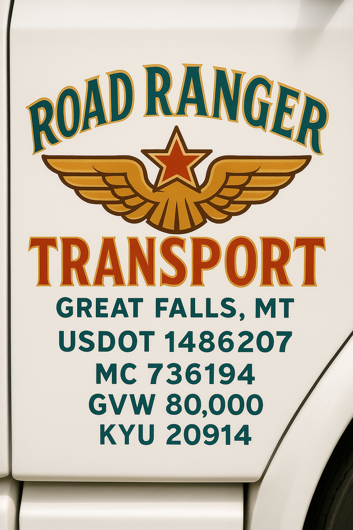 Custom Truck Door Decal Sticker Sign For Trucking, Transport, Logistics, Work Trucks, Semi Trucks With USDOT, MC, CA, KYU, VIN, GVW Regulation Numbers (Set of 2)