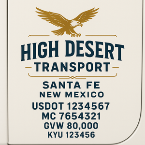 Custom Truck Door Decal Sticker Sign For Trucking, Transport, Logistics, Work Trucks, Semi Trucks With USDOT, MC, CA, KYU, VIN, GVW Regulation Numbers (Set of 2)