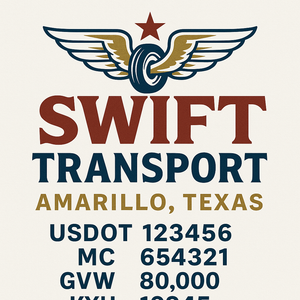 Custom Truck Door Decal Sticker Sign For Trucking, Transport, Logistics, Work Trucks, Semi Trucks With USDOT, MC, CA, KYU, VIN, GVW Regulation Numbers (Set of 2)