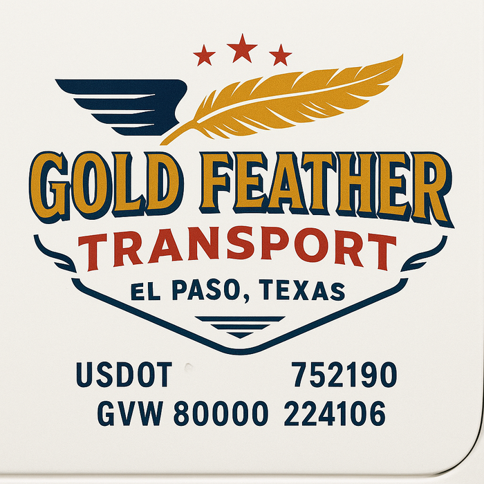 Custom Truck Door Decal Sticker Sign For Trucking, Transport, Logistics, Work Trucks, Semi Trucks With USDOT, MC, CA, KYU, VIN, GVW Regulation Numbers (Set of 2)