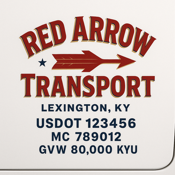 Custom Truck Door Decal Sticker Sign For Trucking, Transport, Logistics, Work Trucks, Semi Trucks With USDOT, MC, CA, KYU, VIN, GVW Regulation Numbers (Set of 2)