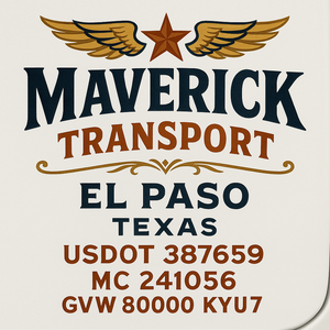 Custom Truck Door Decal Sticker Sign For Trucking, Transport, Logistics, Work Trucks, Semi Trucks With USDOT, MC, CA, KYU, VIN, GVW Regulation Numbers (Set of 2)