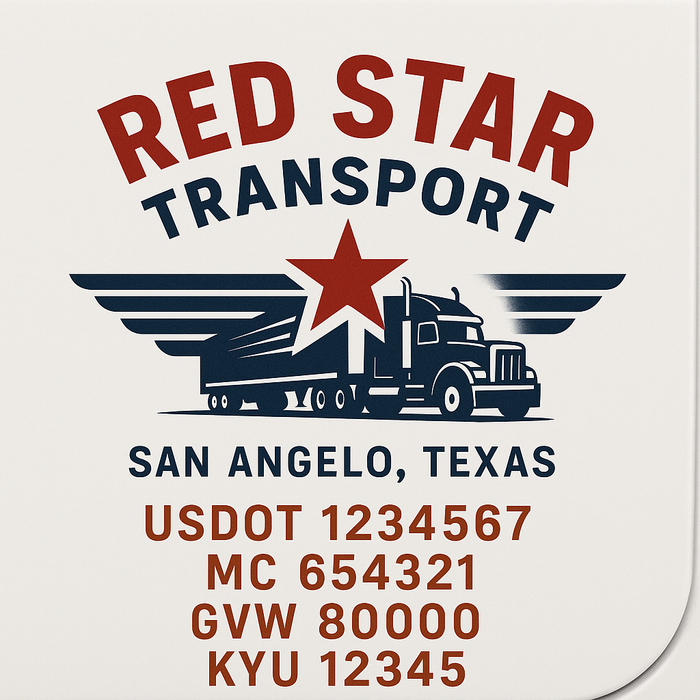 Custom Truck Door Decal Sticker Sign For Trucking, Transport, Logistics, Work Trucks, Semi Trucks With USDOT, MC, CA, KYU, VIN, GVW Regulation Numbers (Set of 2)