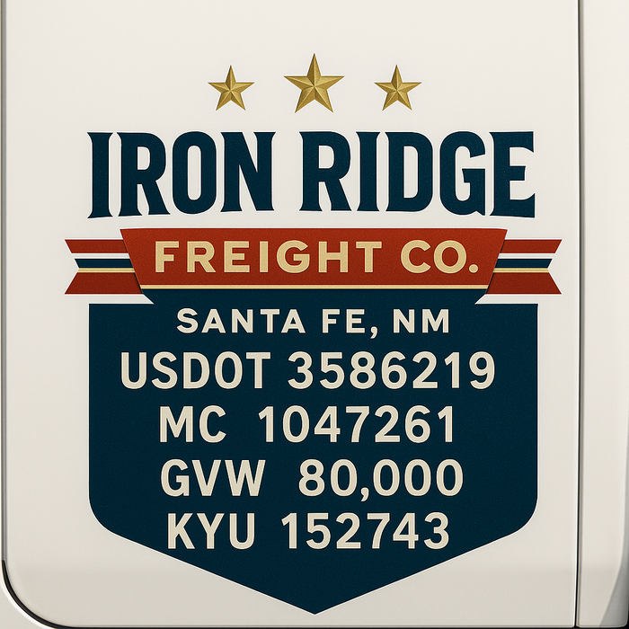Custom Truck Door Decal Sticker Sign For Trucking, Transport, Logistics, Work Trucks, Semi Trucks With USDOT, MC, CA, KYU, VIN, GVW Regulation Numbers (Set of 2)