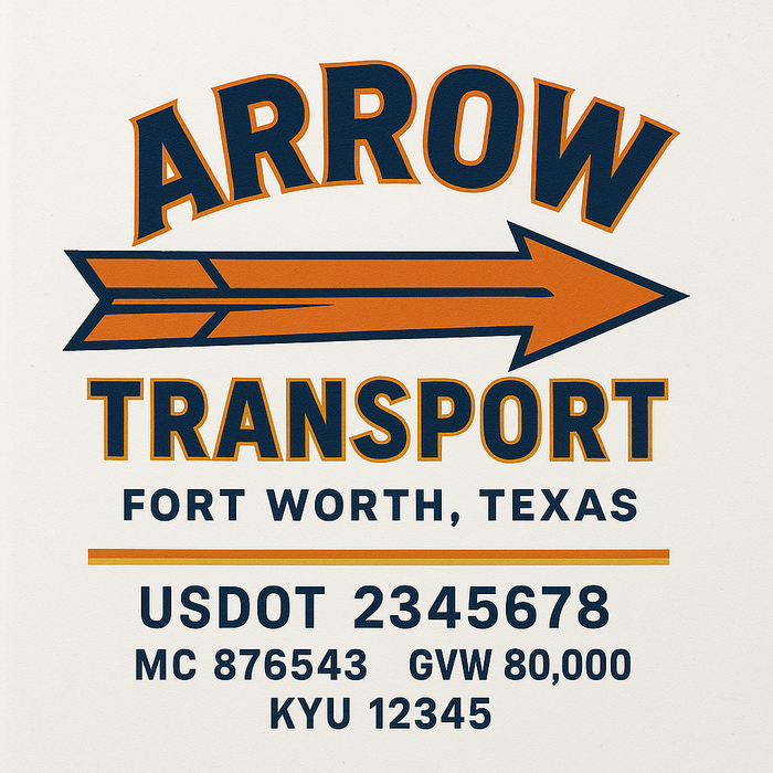 Custom Truck Door Decal Sticker Sign For Trucking, Transport, Logistics, Work Trucks, Semi Trucks With USDOT, MC, CA, KYU, VIN, GVW Regulation Numbers (Set of 2) (Copy)