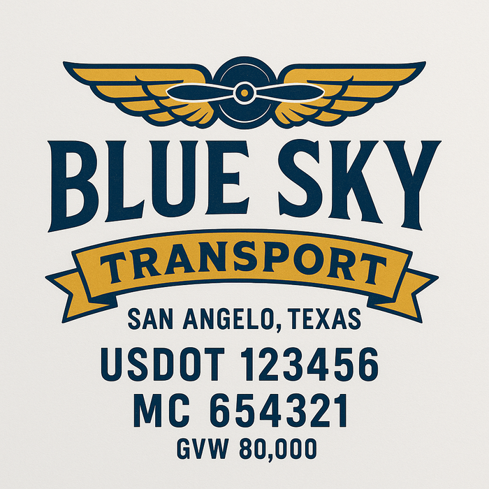 Custom Truck Door Decal Sticker Sign For Trucking, Transport, Logistics, Work Trucks, Semi Trucks With USDOT, MC, CA, KYU, VIN, GVW Regulation Numbers (Set of 2)
