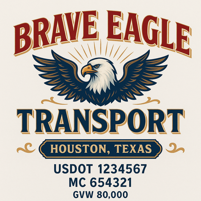 Custom Truck Door Decal Sticker Sign For Trucking, Transport, Logistics, Work Trucks, Semi Trucks With USDOT, MC, CA, KYU, VIN, GVW Regulation Numbers (Set of 2)