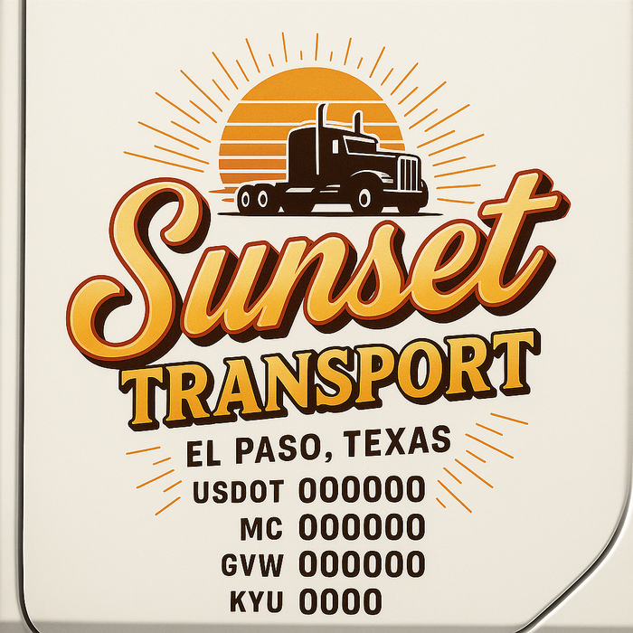 Custom Truck Door Decal Sticker Sign For Trucking, Transport, Logistics, Work Trucks, Semi Trucks With USDOT, MC, CA, KYU, VIN, GVW Regulation Numbers (Set of 2)