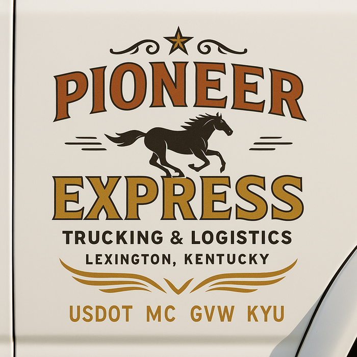 Custom Truck Door Decal Sticker Sign For Trucking, Transport, Logistics, Work Trucks, Semi Trucks With USDOT, MC, CA, KYU, VIN, GVW Regulation Numbers (Set of 2)