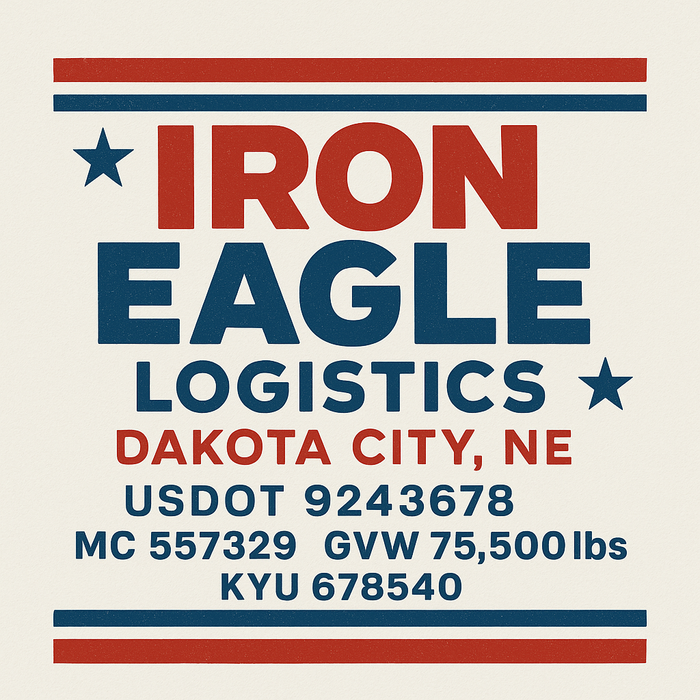 Custom Truck Door Decal Sticker Sign For Trucking, Transport, Logistics, Work Trucks, Semi Trucks With USDOT, MC, CA, KYU, VIN, GVW Regulation Numbers (Set of 2)