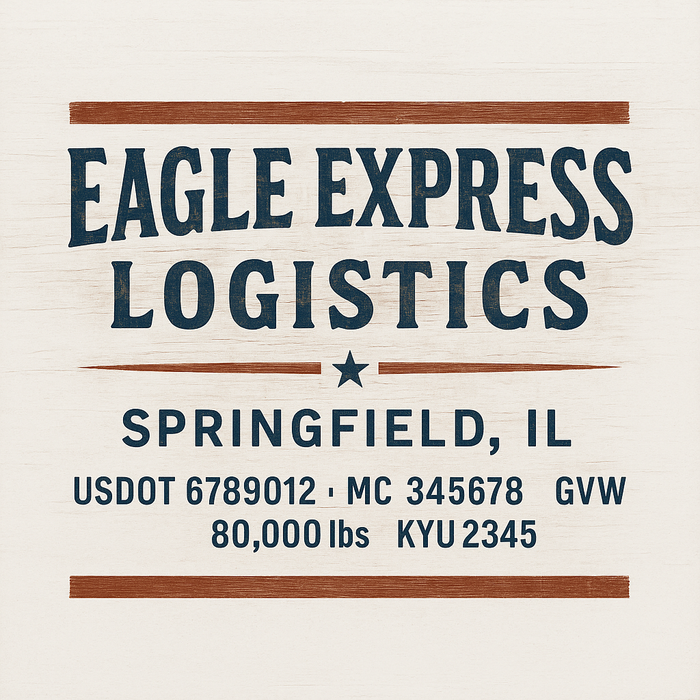 Custom Truck Door Decal Sticker Sign For Trucking, Transport, Logistics, Work Trucks, Semi Trucks With USDOT, MC, CA, KYU, VIN, GVW Regulation Numbers (Set of 2)