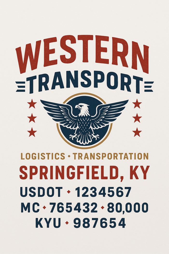 Custom Truck Door Decal Sticker Sign For Trucking, Transport, Logistics, Work Trucks, Semi Trucks With USDOT, MC, CA, KYU, VIN, GVW Regulation Numbers (Set of 2)