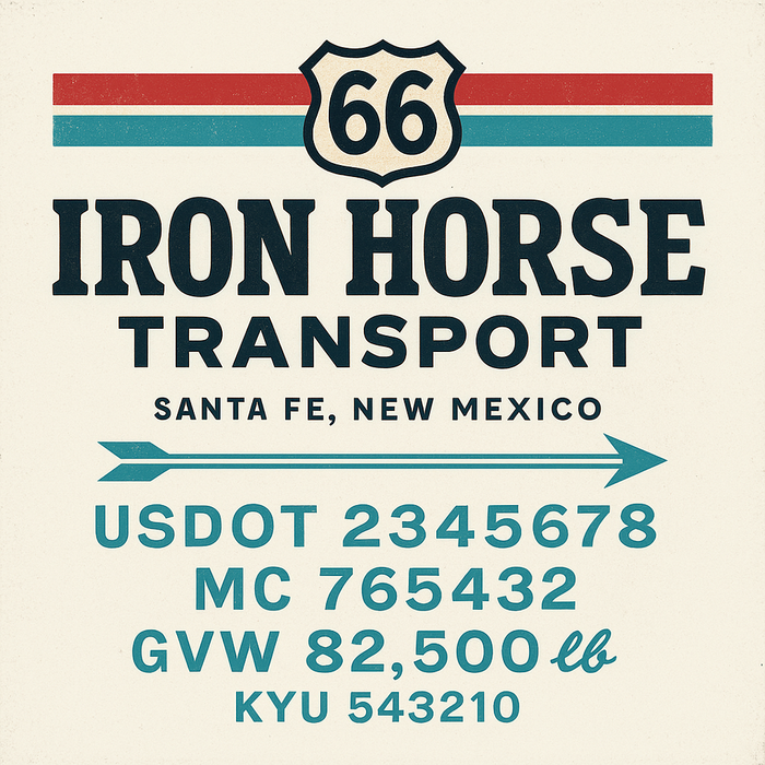 Custom Truck Door Decal Sticker Sign For Trucking, Transport, Logistics, Work Trucks, Semi Trucks With USDOT, MC, CA, KYU, VIN, GVW Regulation Numbers (Set of 2)