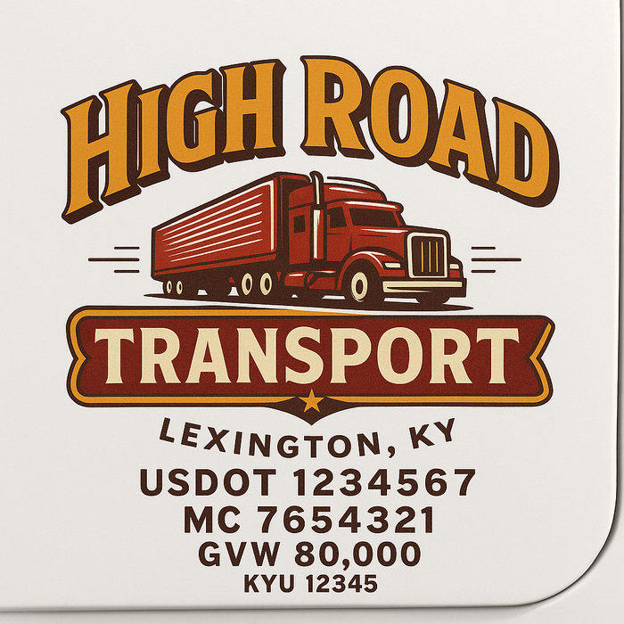 Custom Truck Door Decal Sticker Sign For Trucking, Transport, Logistics, Work Trucks, Semi Trucks With USDOT, MC, CA, KYU, VIN, GVW Regulation Numbers (Set of 2)